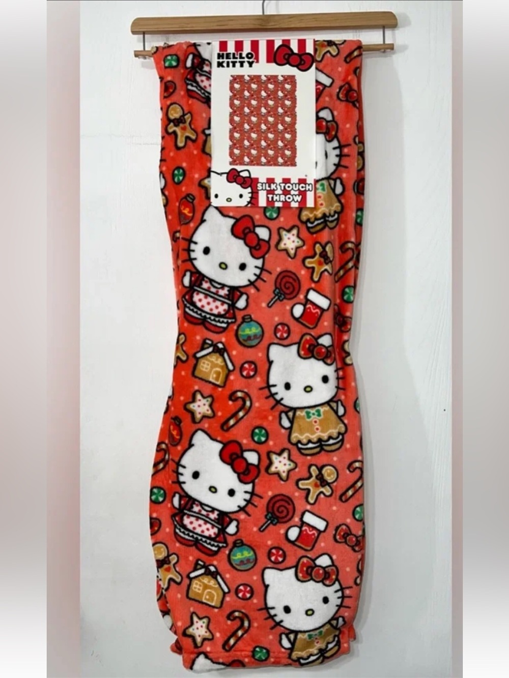 Hello Kitty Gingerbread Red Holiday Silk-Touch Throw Blanket